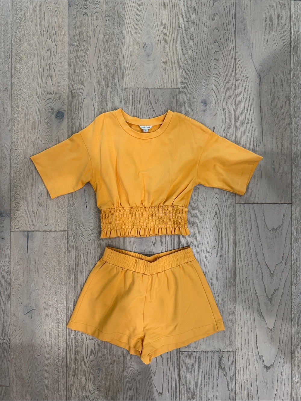 Mustard Yellow Two-Piece Crop Top & Shorts Set